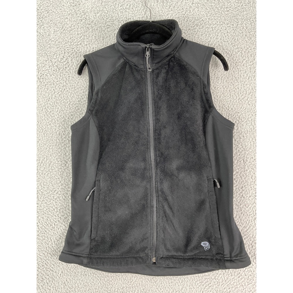 Mountain Hardwear Vest Women M Black Hybrid Fleece Softshell Full Zip Mock Neck